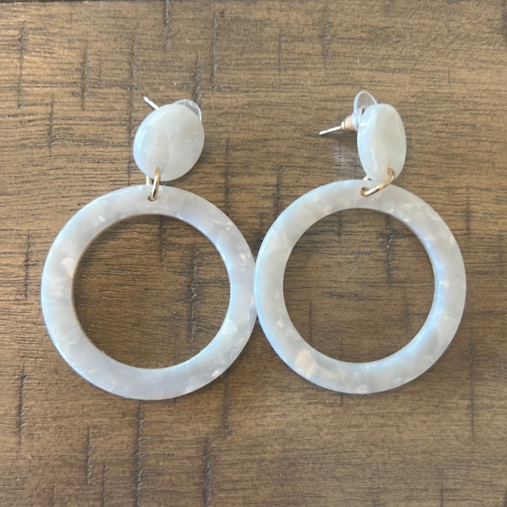 White Hoop Earrings
